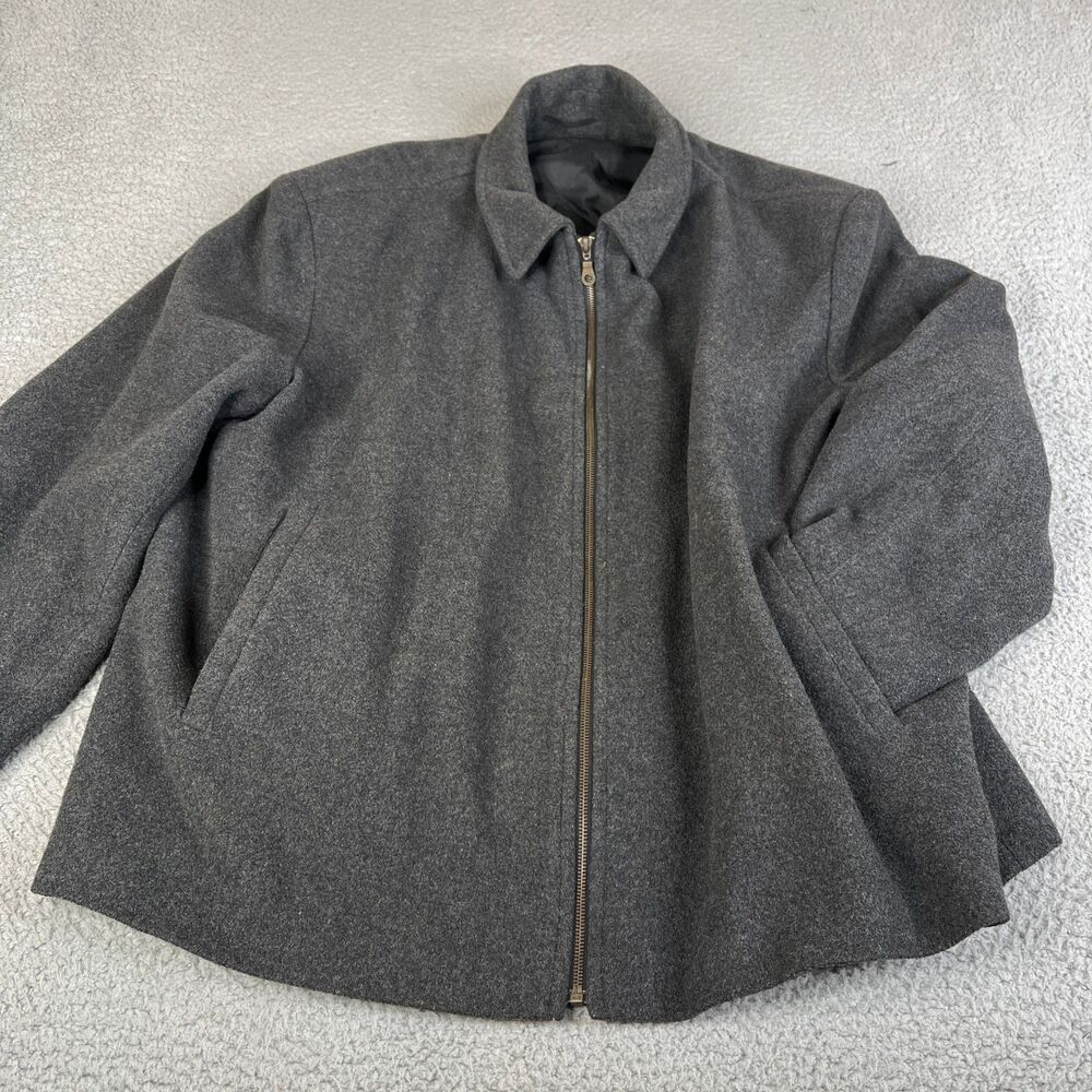 CASHMERE & WOOL Coat Jacket Mens EU 60 US 50 Black Full Zip Lined Neutral Collar